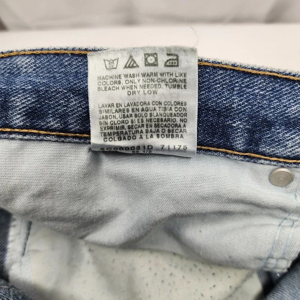 Wrangler Authentic Jeans Men 42x32 Blue Light Wash Straight Leg 100% Cotton‎